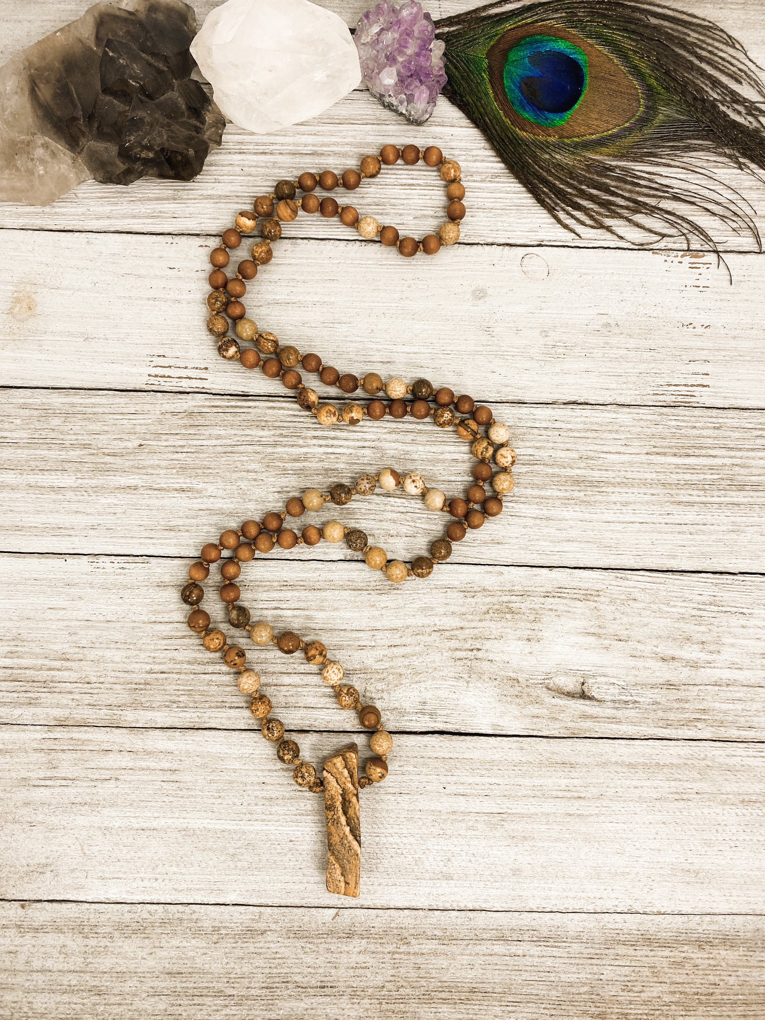 Picture Jasper / Sandalwood Mala