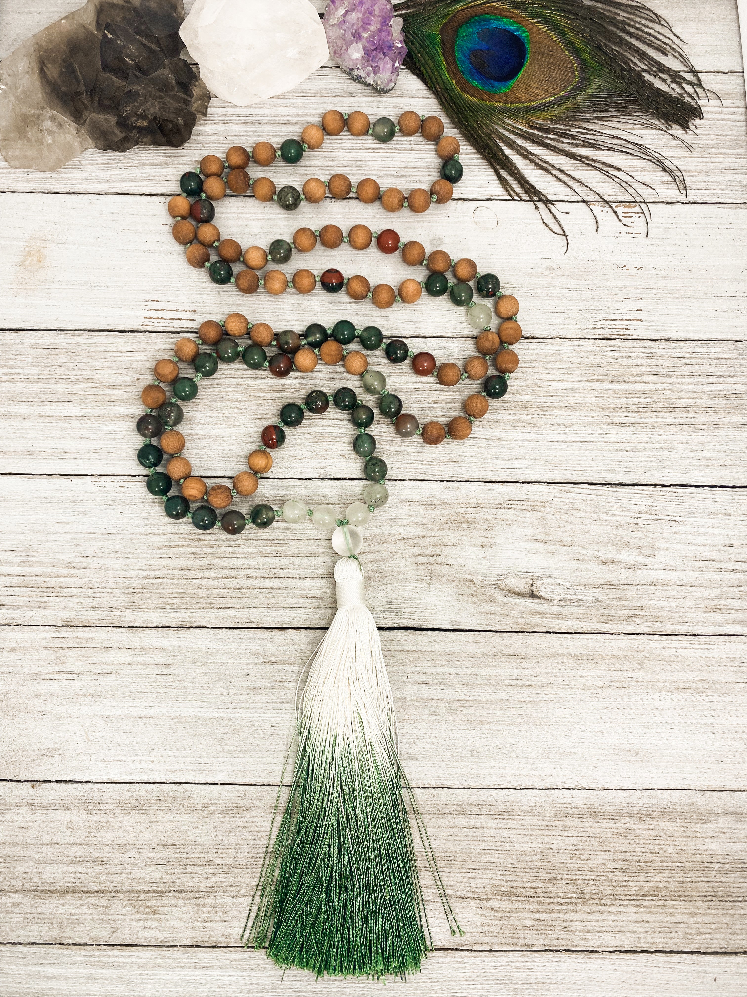 Bloodstone & Sandalwood Mala - 108 Sacred Prayer Beads