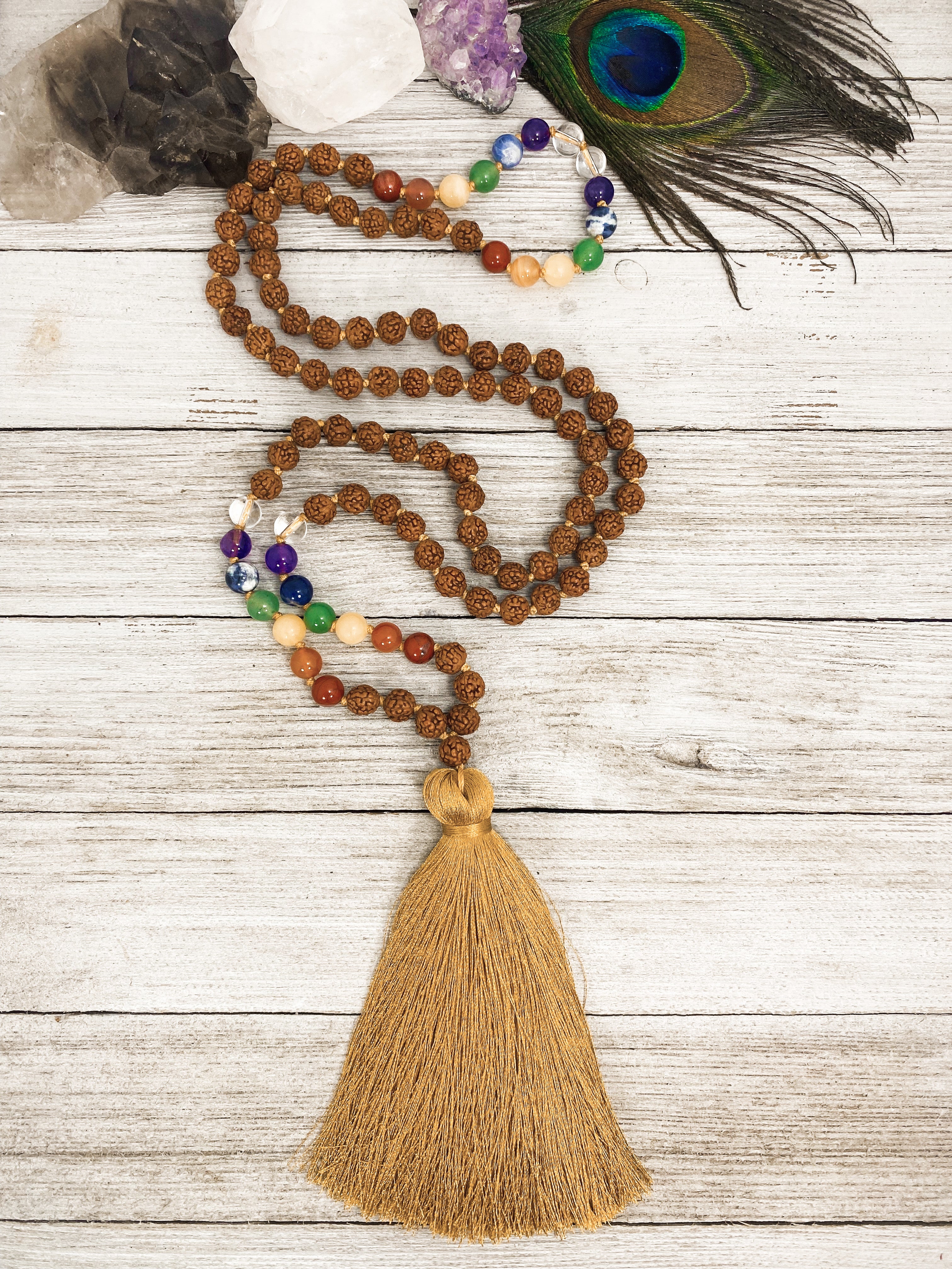 Balance 7 Chakra Mala with Rudraksha - 108 Sacred Prayer Beads