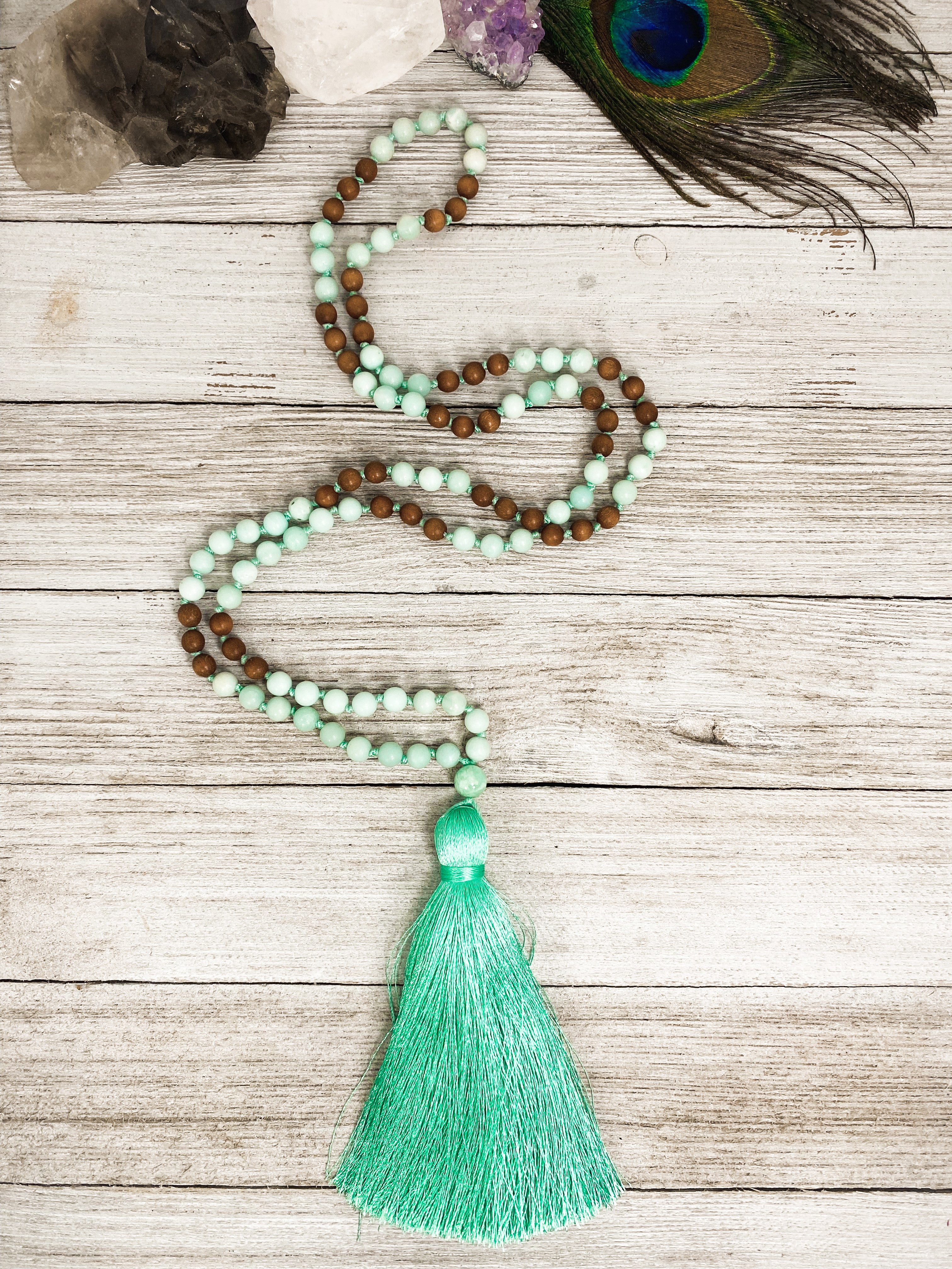 Amazonite / Sandalwood Mala