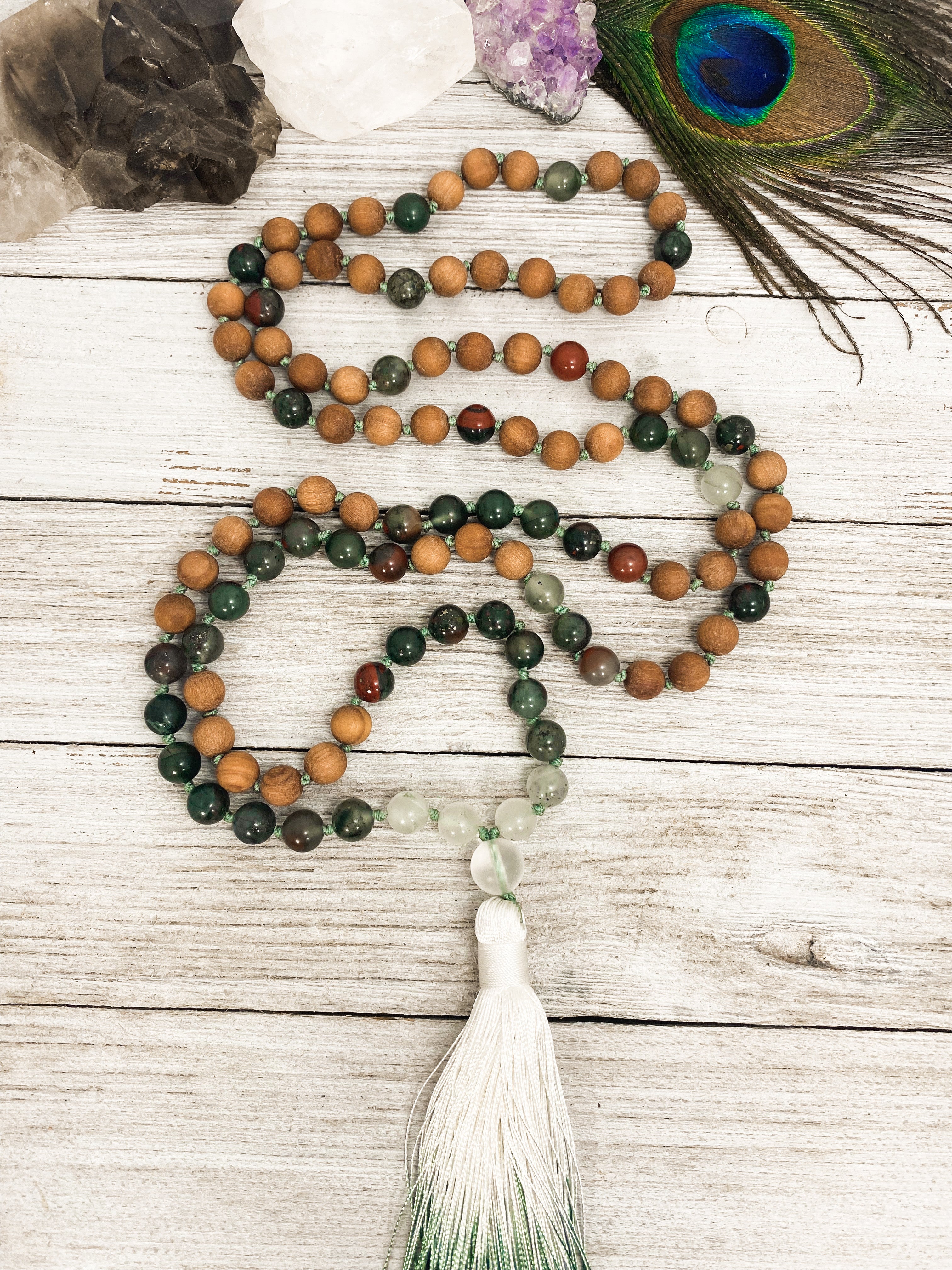Bloodstone & Sandalwood Mala - 108 Sacred Prayer Beads
