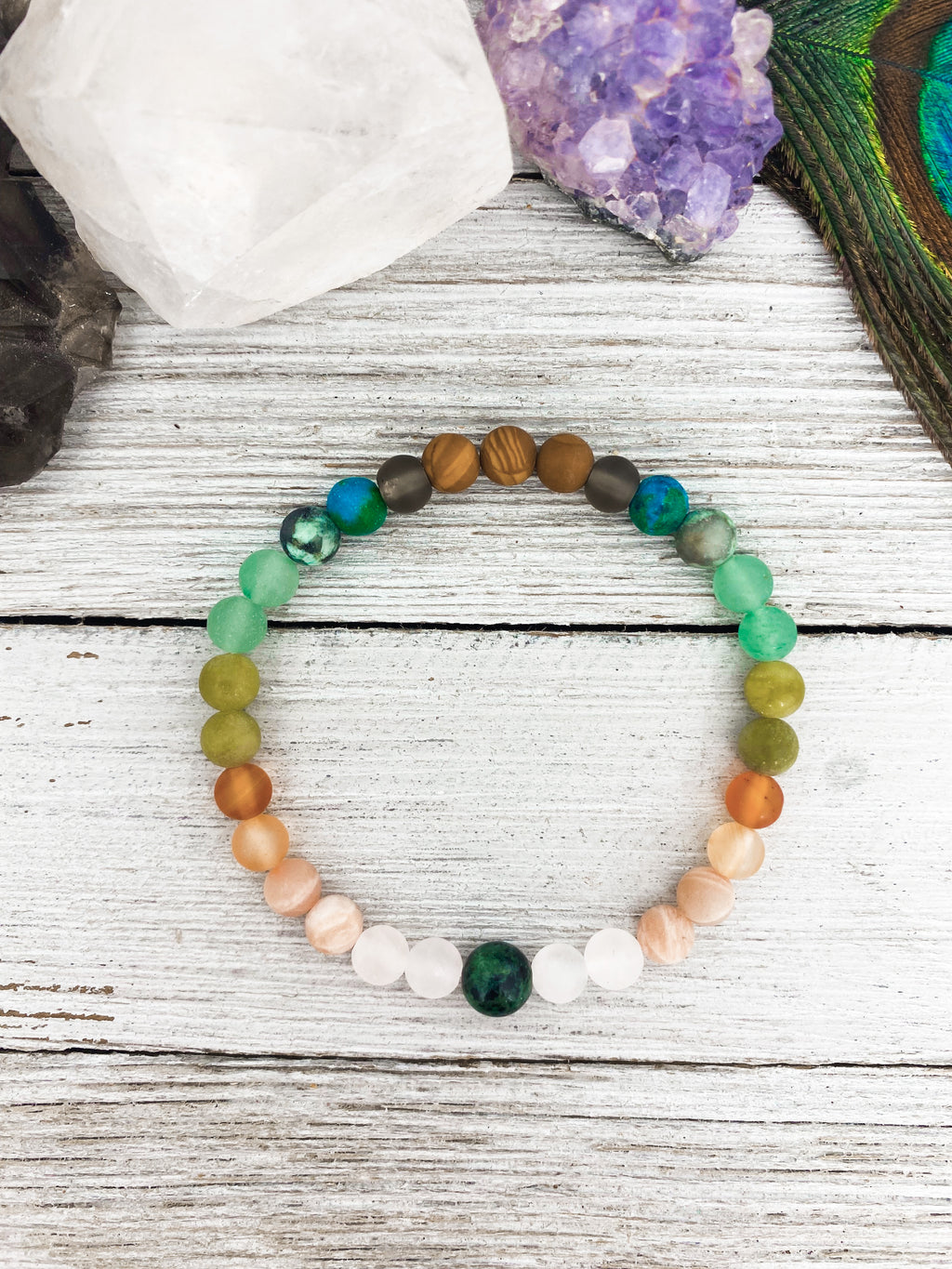 Fertility Bracelet - Rose Quartz, Aventurine, Carnelian, Ruby Zoisite, Smoky Quartz, Turquoise, Jade, Moonstone, Chrysocolla & Wood Jasper - vallasmalas