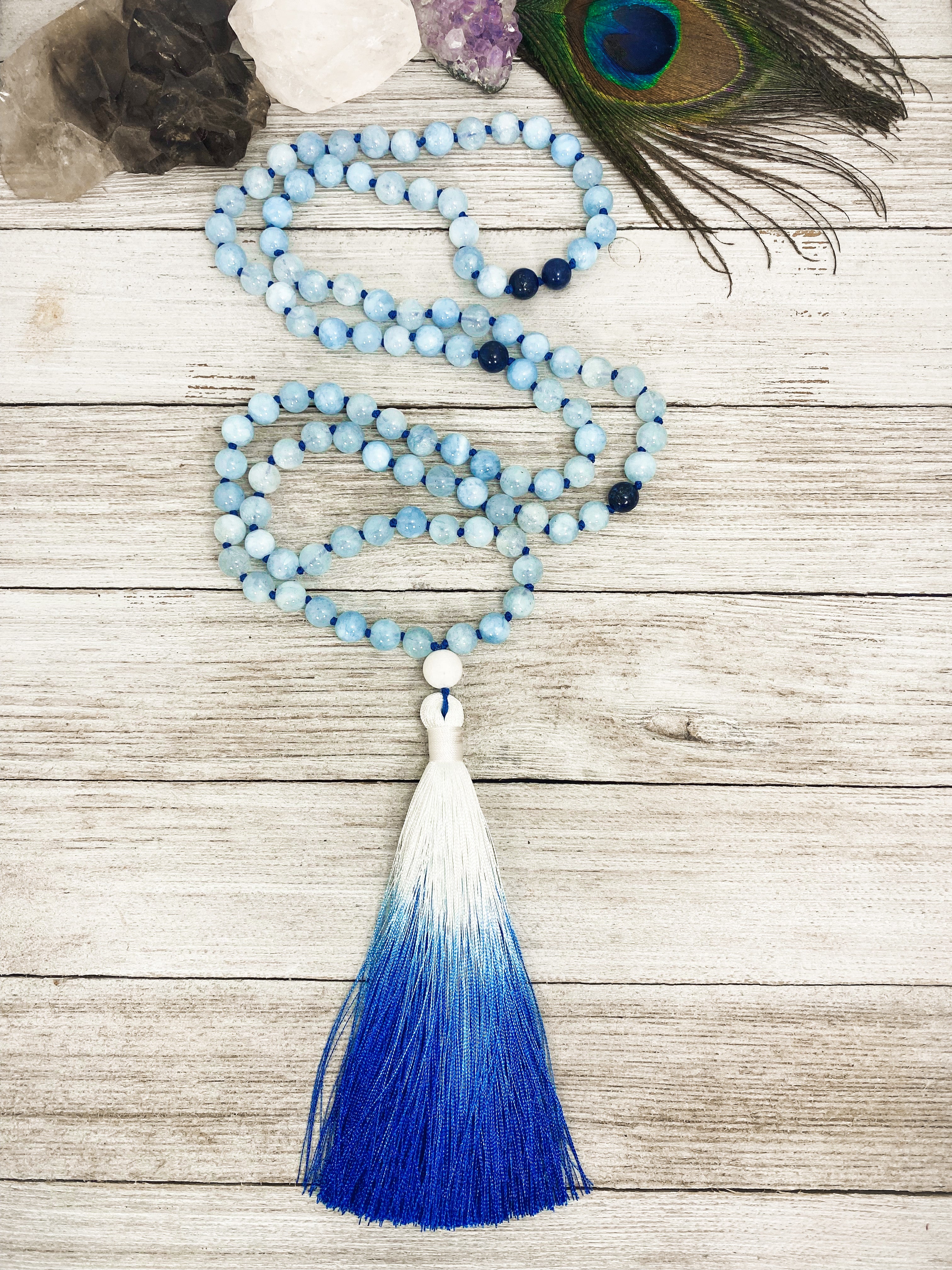 Blue Jade & Lapis Lazuli Mala - 108 Sacred Prayer Beads