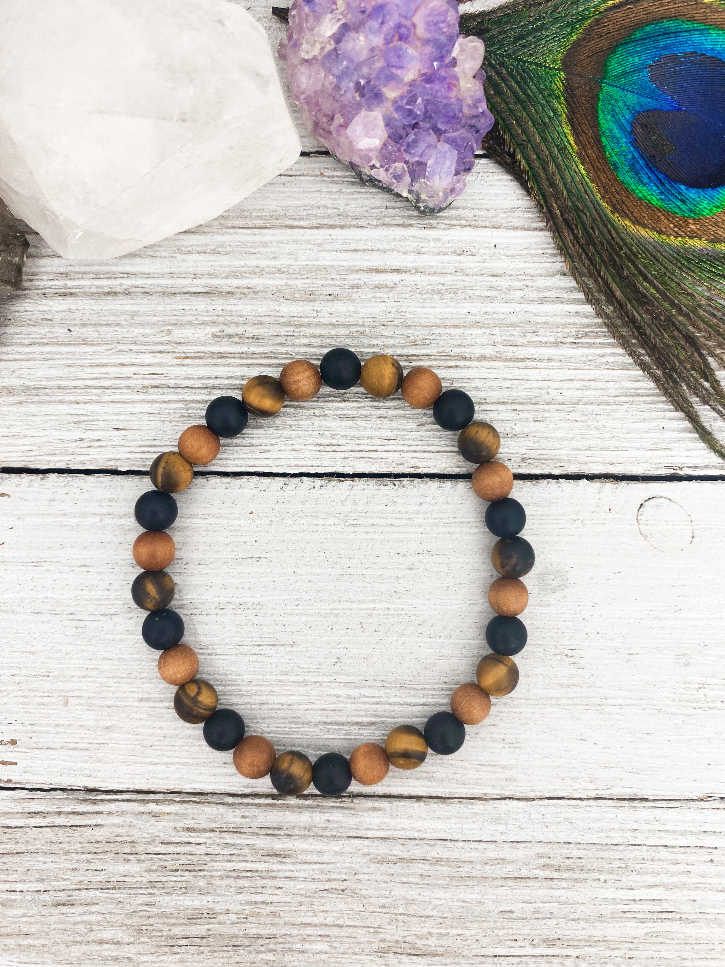 Zen Men - Protection Bracelet - Onyx, Tiger's Eye & Sandalwood