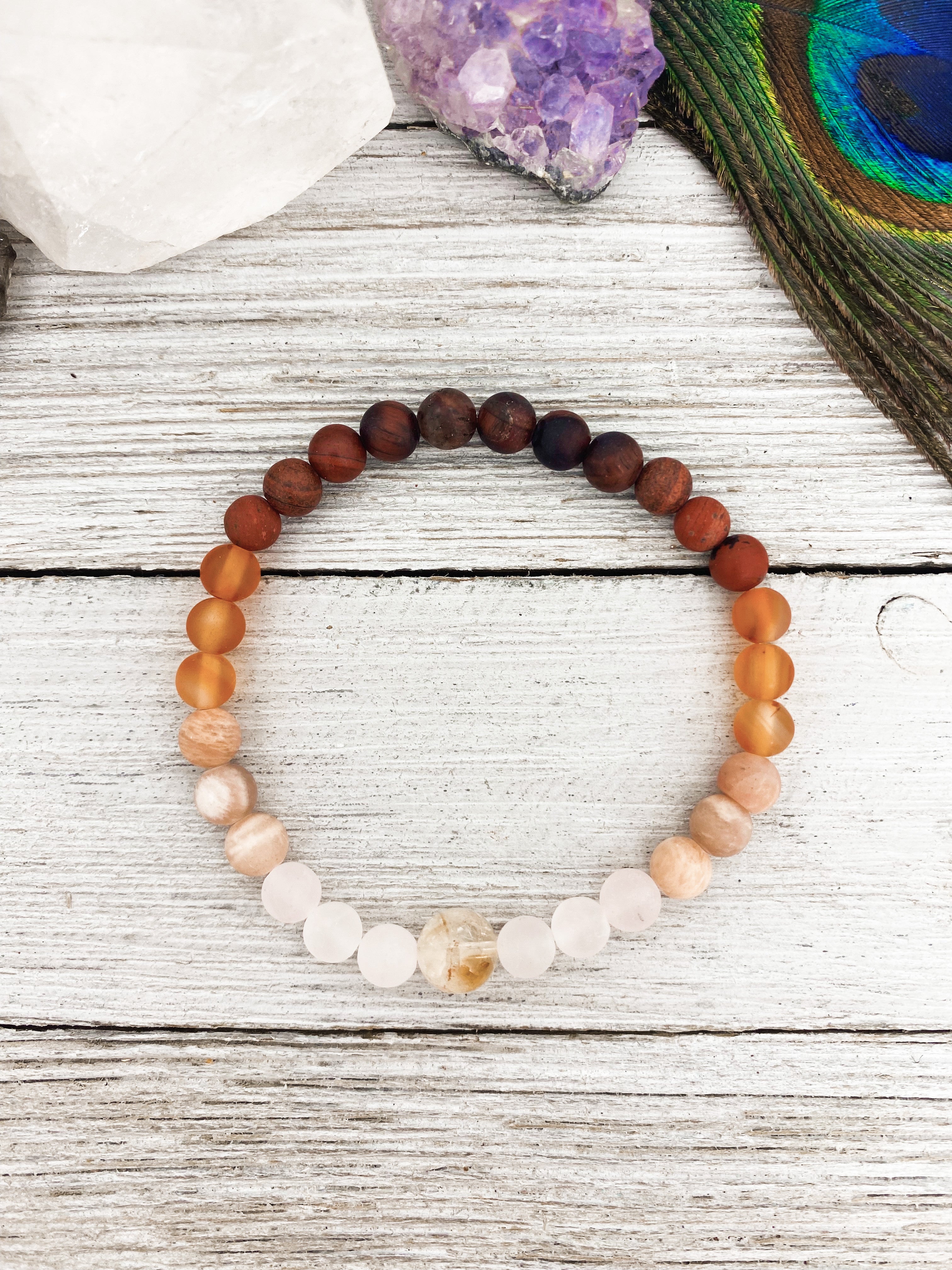 Confident Creativity - Citrine, Sunstone, Carnelian, Tiger's Eye, Red Jasper & Rose Quartz - vallasmalas