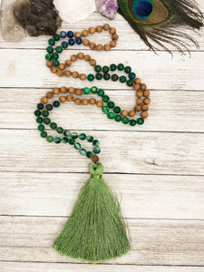 Forest Mala - Azurite Malachite, Agate & Jasper with Sandalwood
