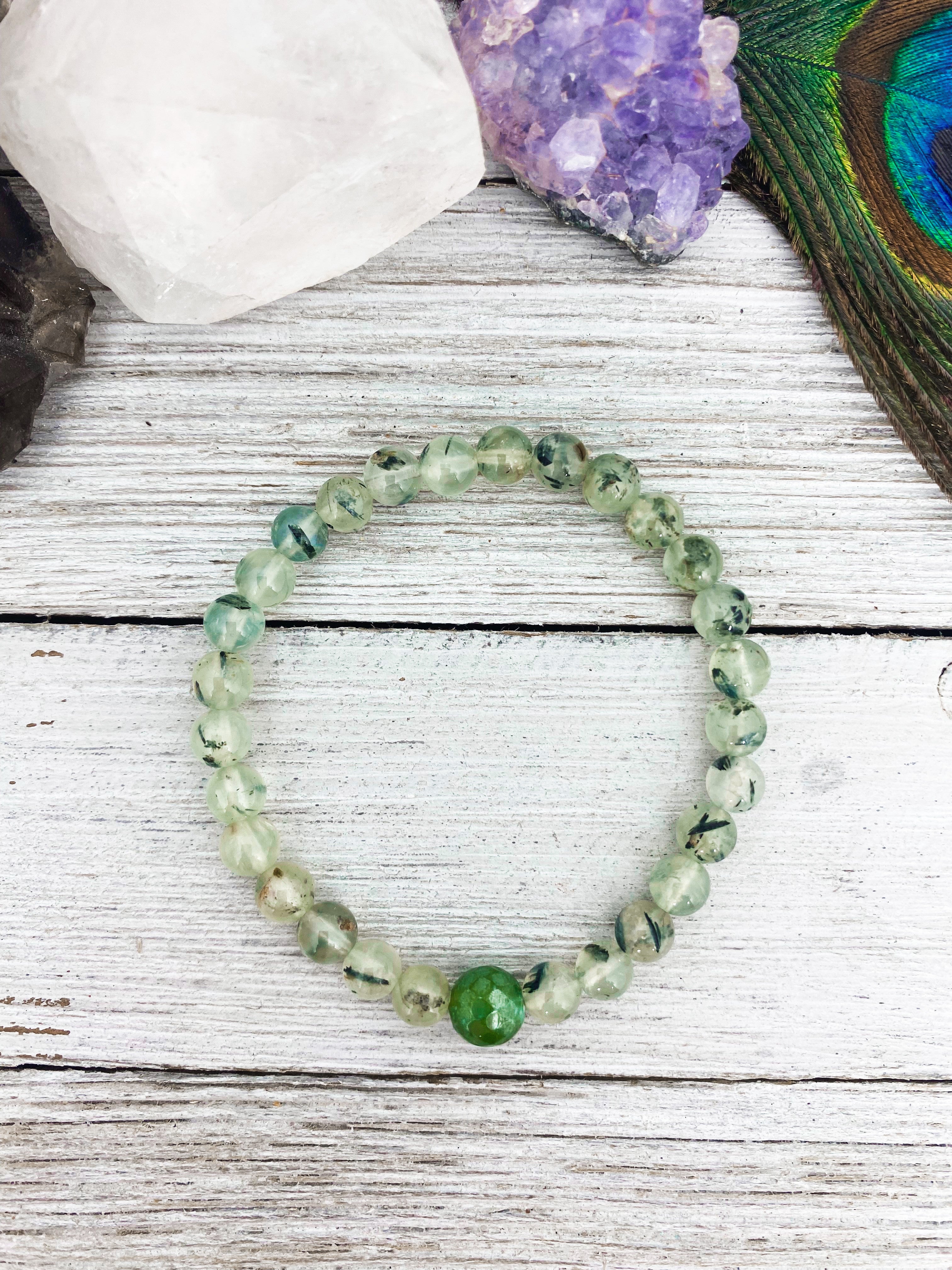 Fire Agate & Prehnite Bracelet