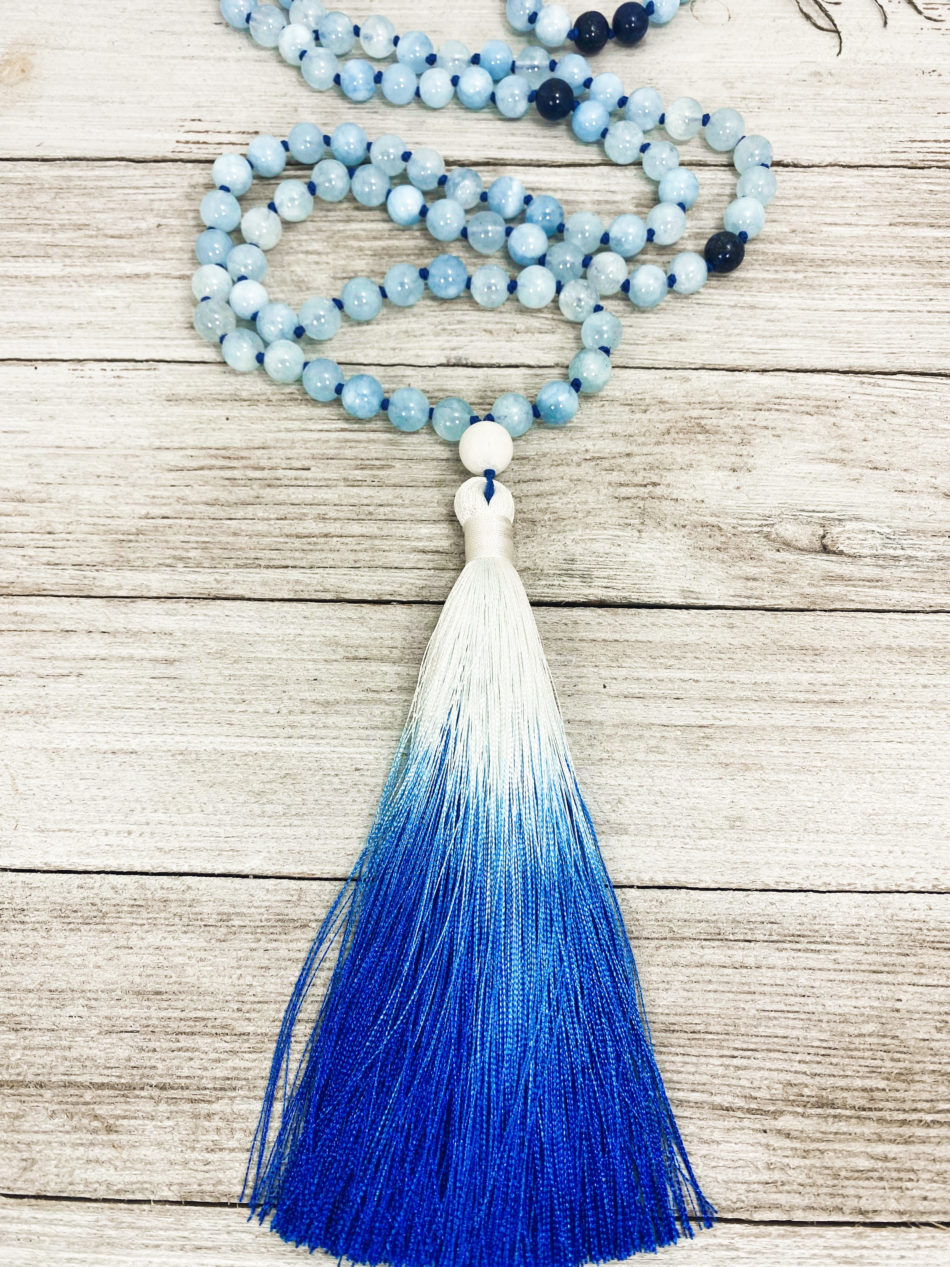Blue Jade & Lapis Lazuli Mala - 108 Sacred Prayer Beads