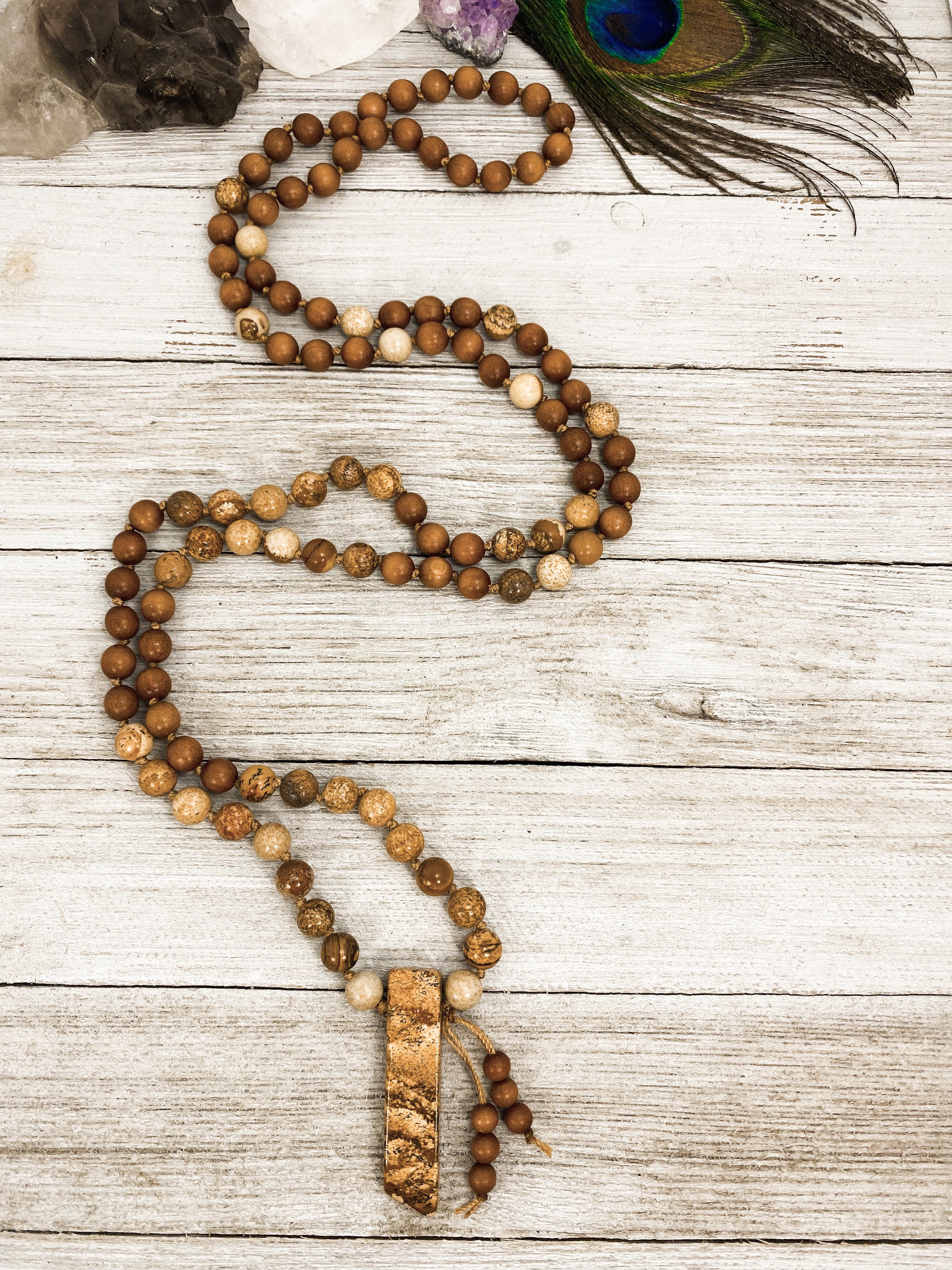 Picture Jasper / Sandalwood Mala