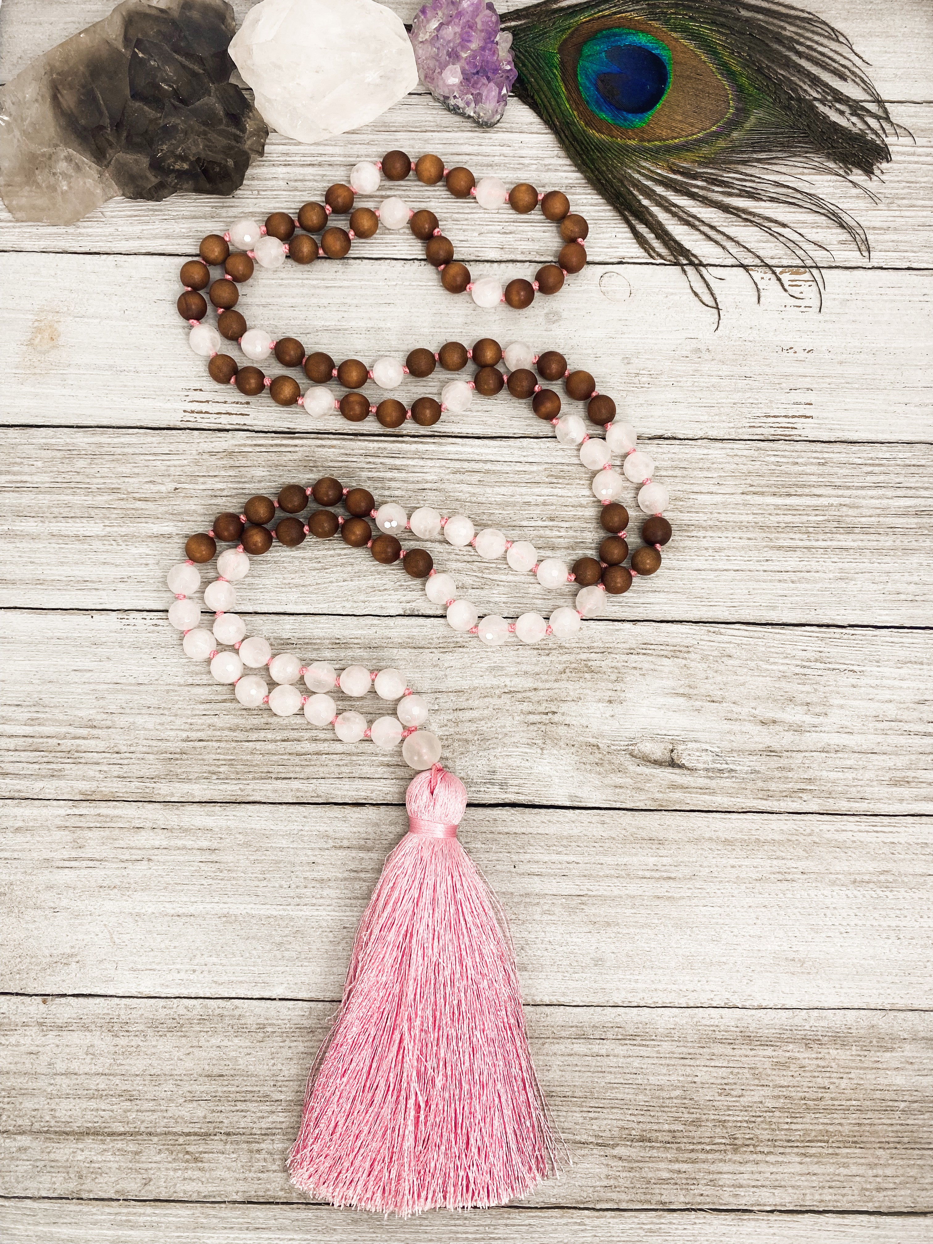 Rose Quartz / Sandalwood Mala