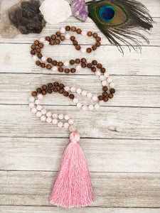 Rose Quartz / Sandalwood Mala