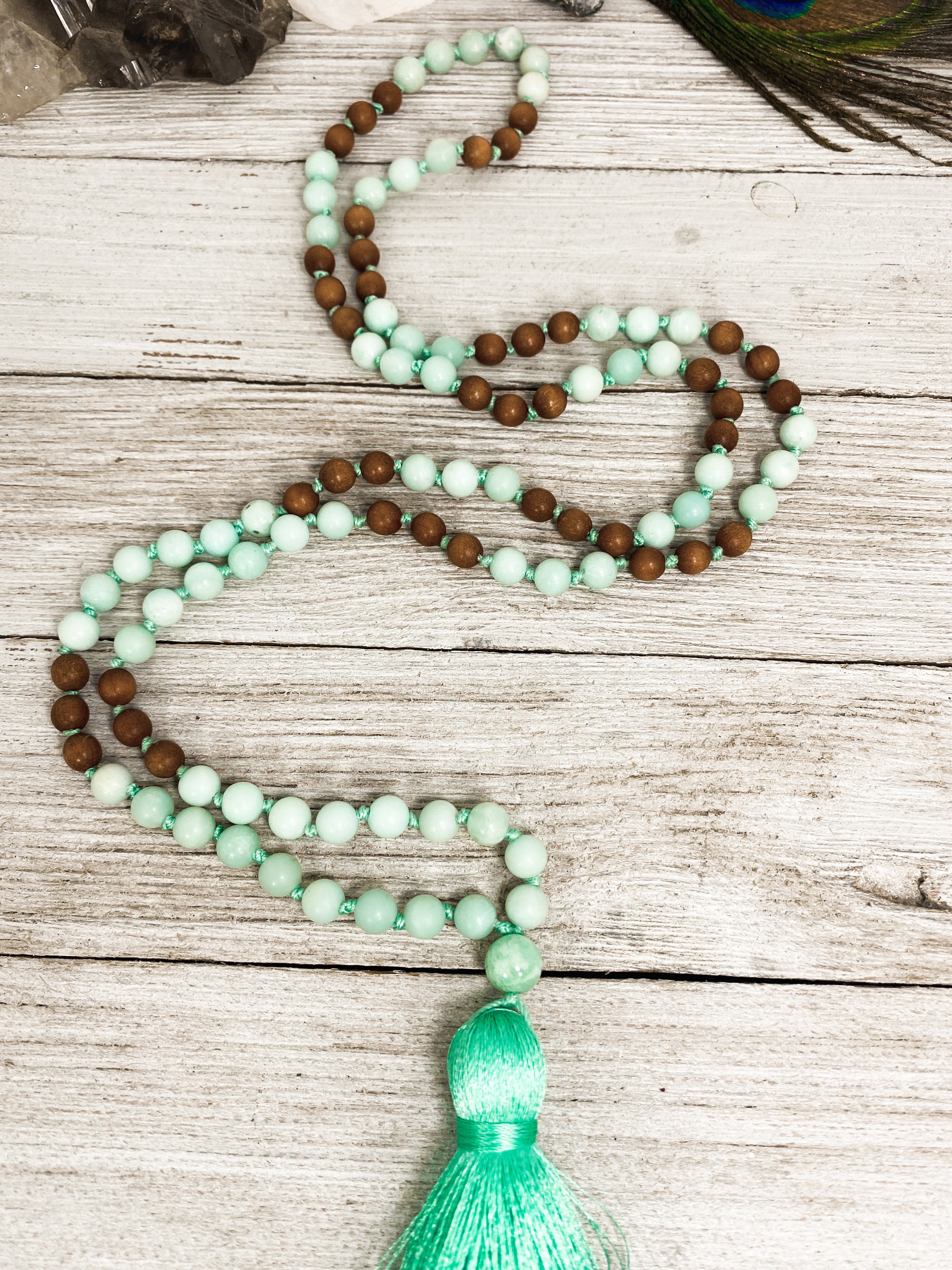 Amazonite / Sandalwood Mala