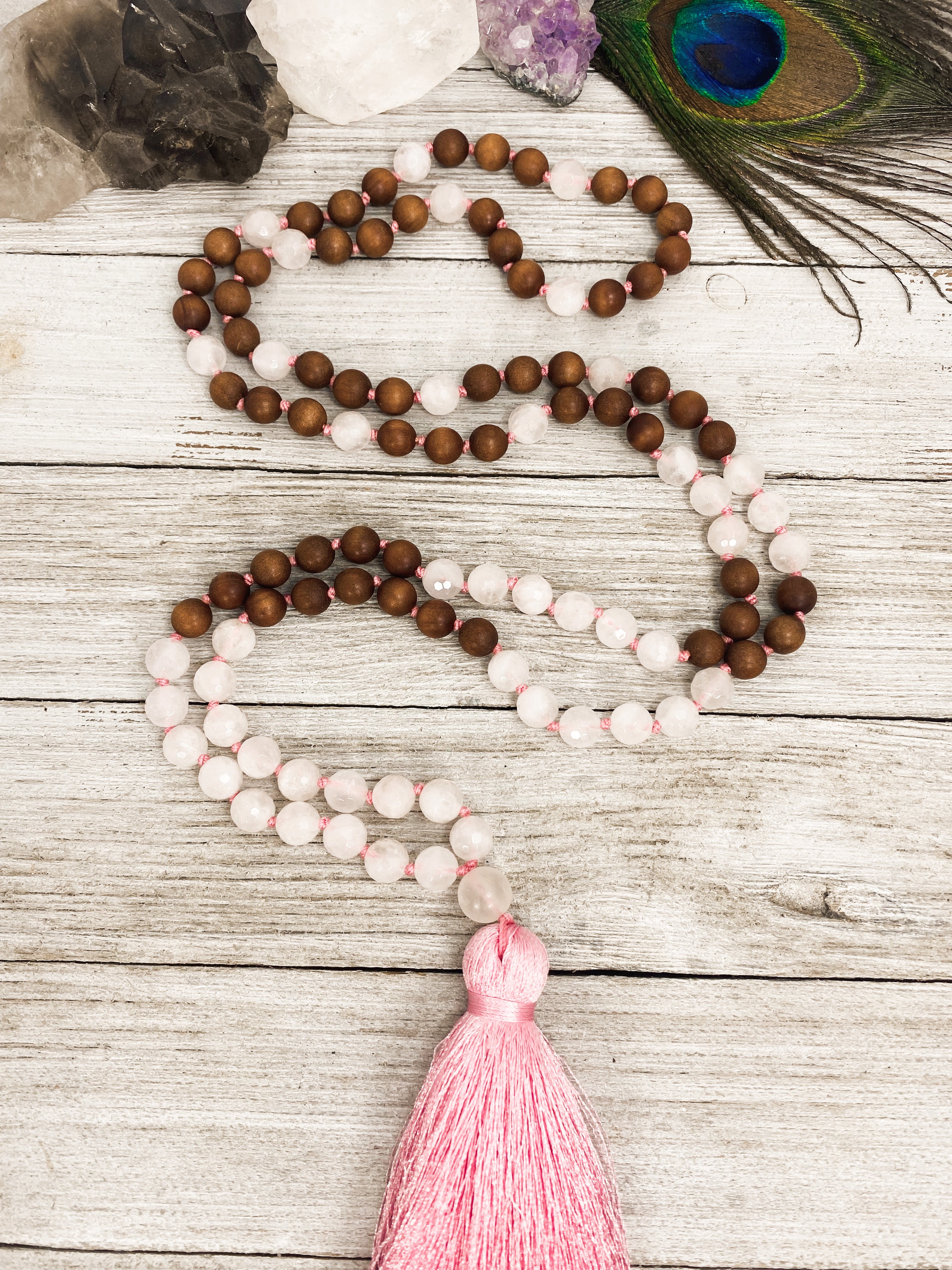Rose Quartz / Sandalwood Mala