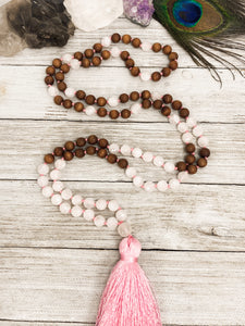 Rose Quartz / Sandalwood Mala