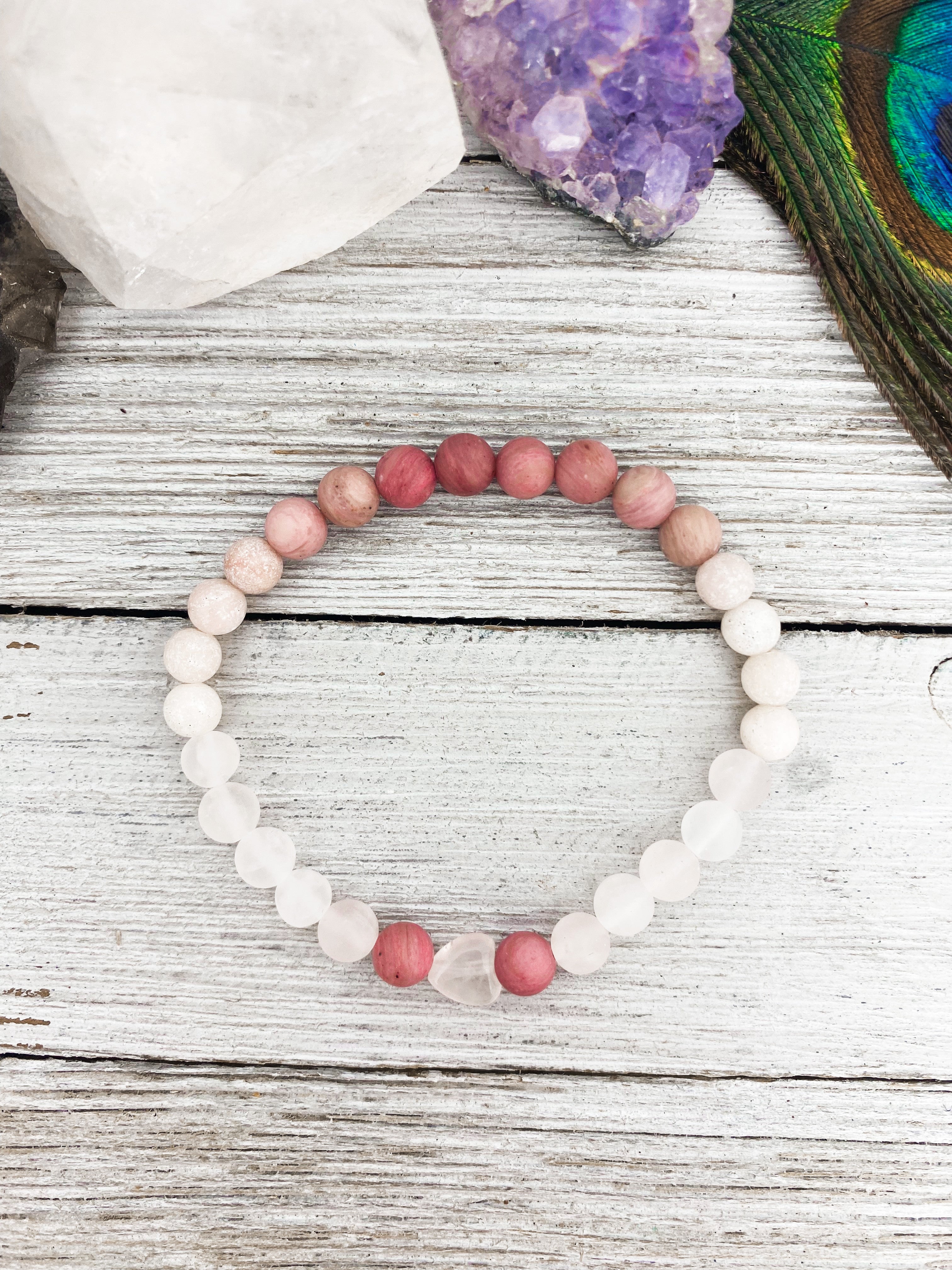 Love Bracelet - Pink Opal, Rhodonite & Rose Quartz