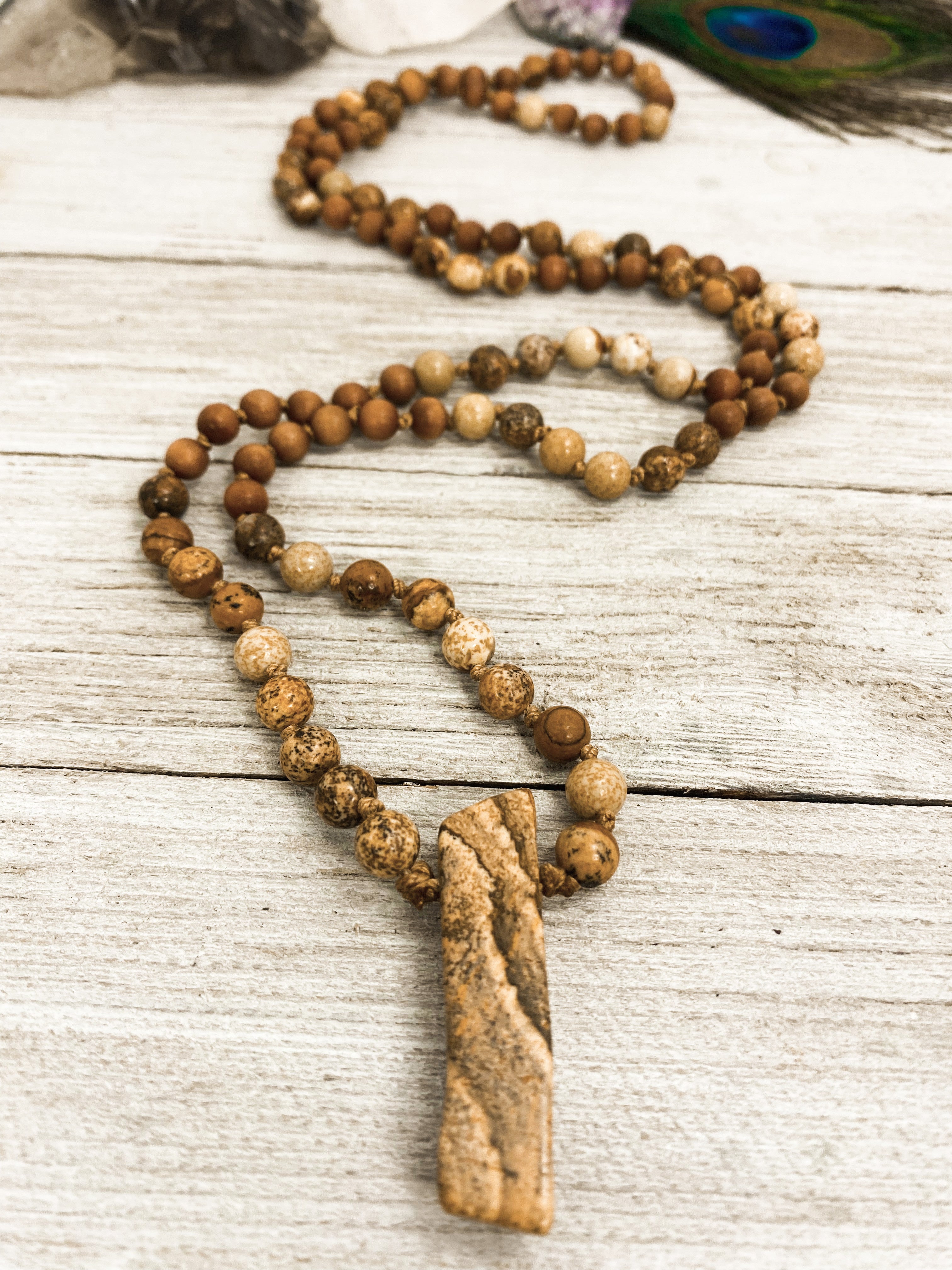 Picture Jasper / Sandalwood Mala