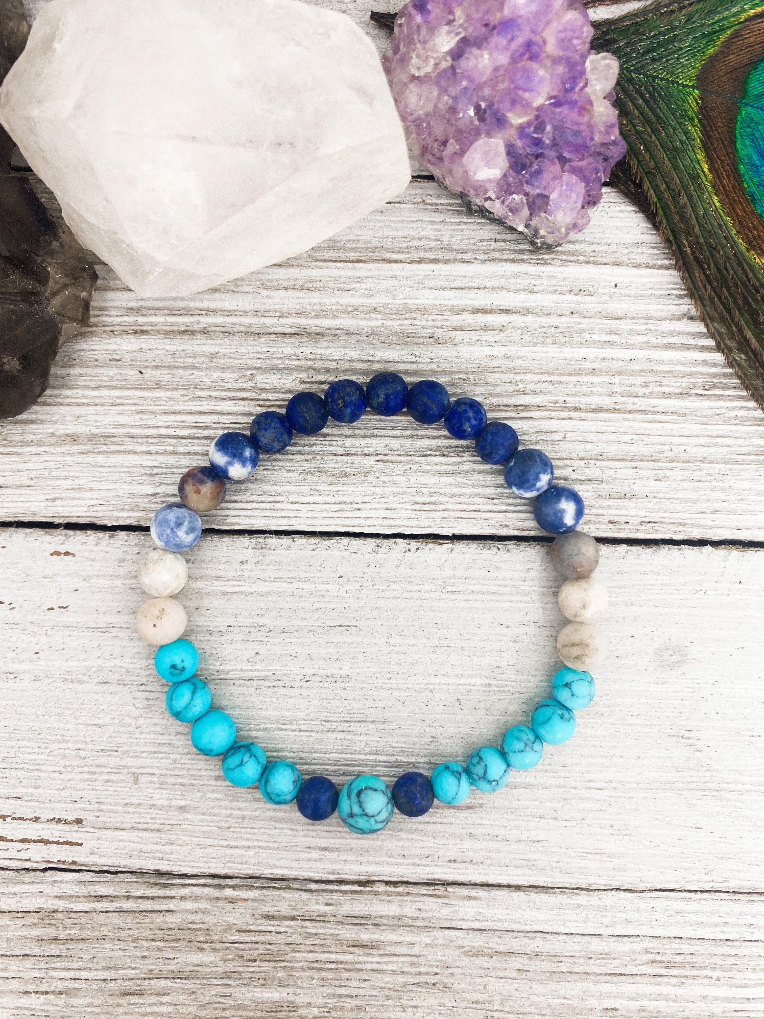 Throat Chakra - Communication Crystal Healing Bracelet