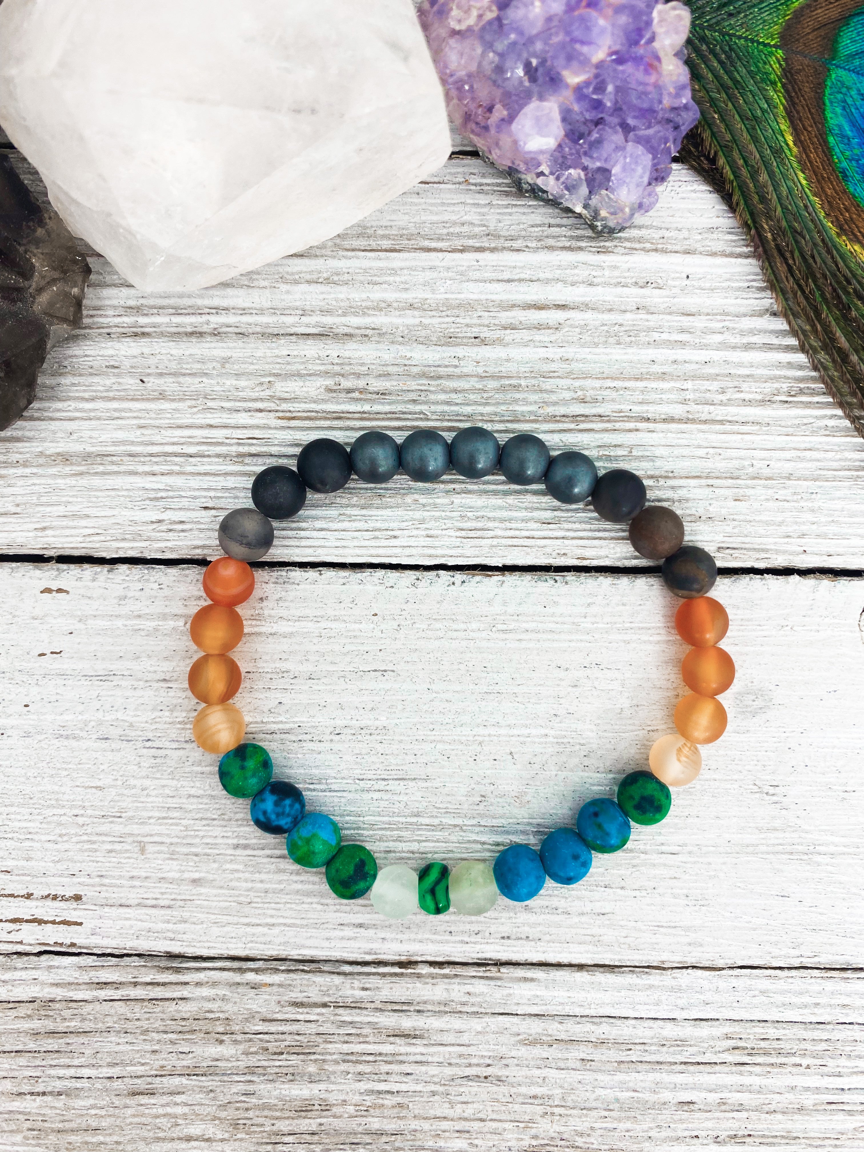 Body Ease - Carnelian, Chrysocolla, Fluorite, Hematite, Malachite & Tourmaline - vallasmalas