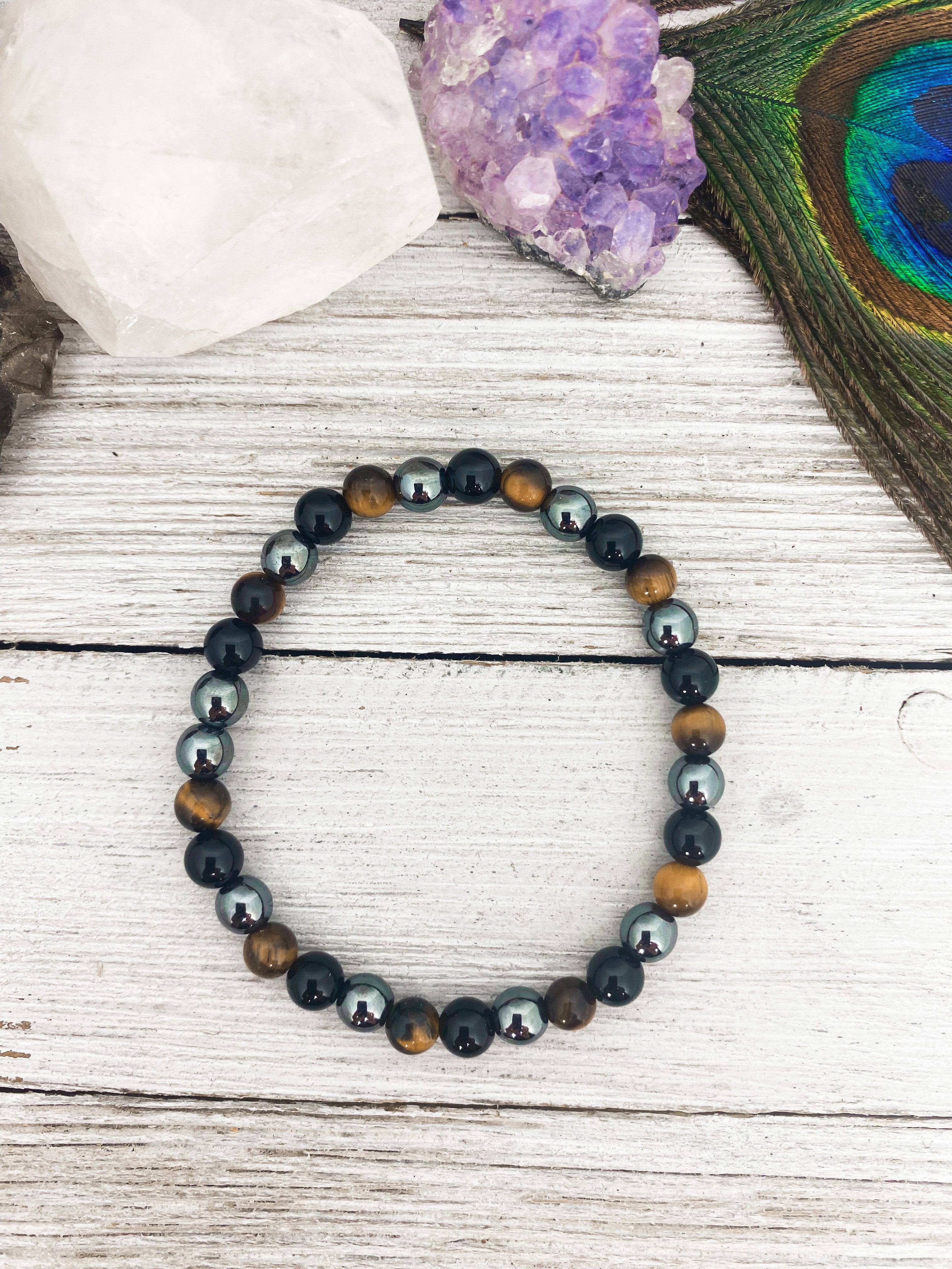 Protection Bracelet - Hematite, Onyx & Tiger's Eye