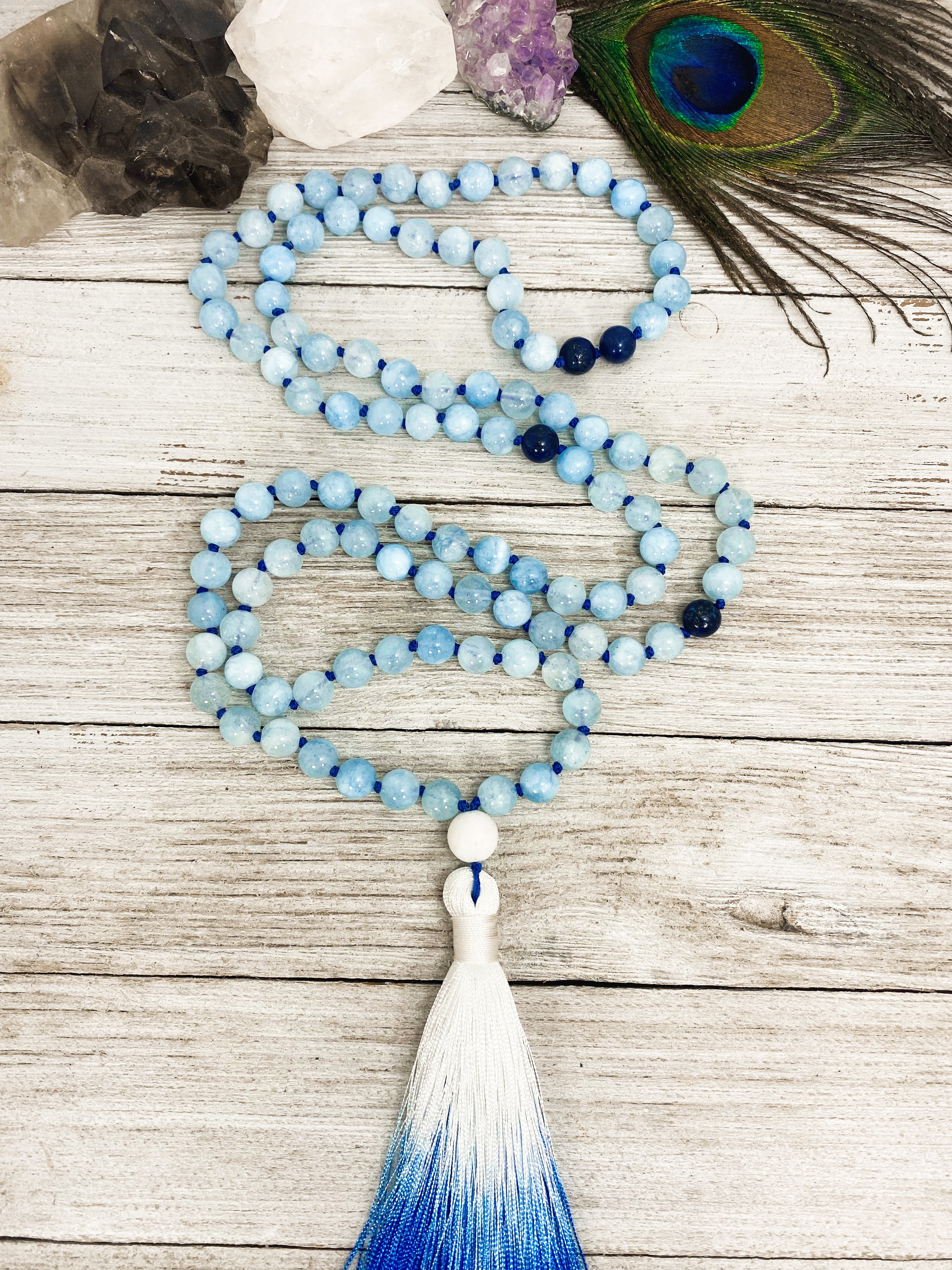Blue Jade & Lapis Lazuli Mala - 108 Sacred Prayer Beads