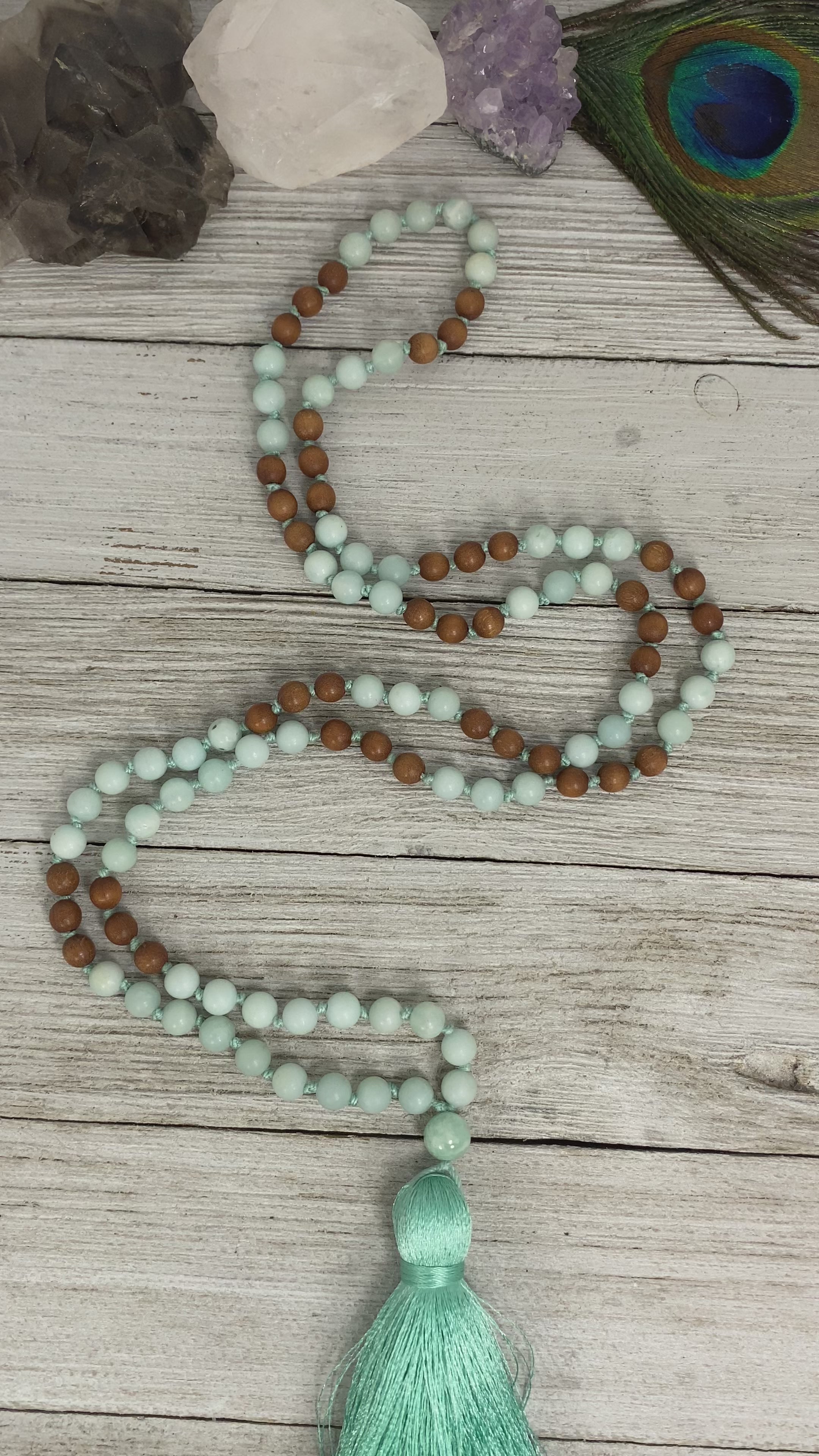 Amazonite / Sandalwood Mala